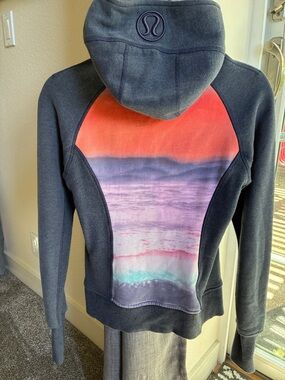 lululemon athletica Black Hoodie with Sunset Gradient Back Panel